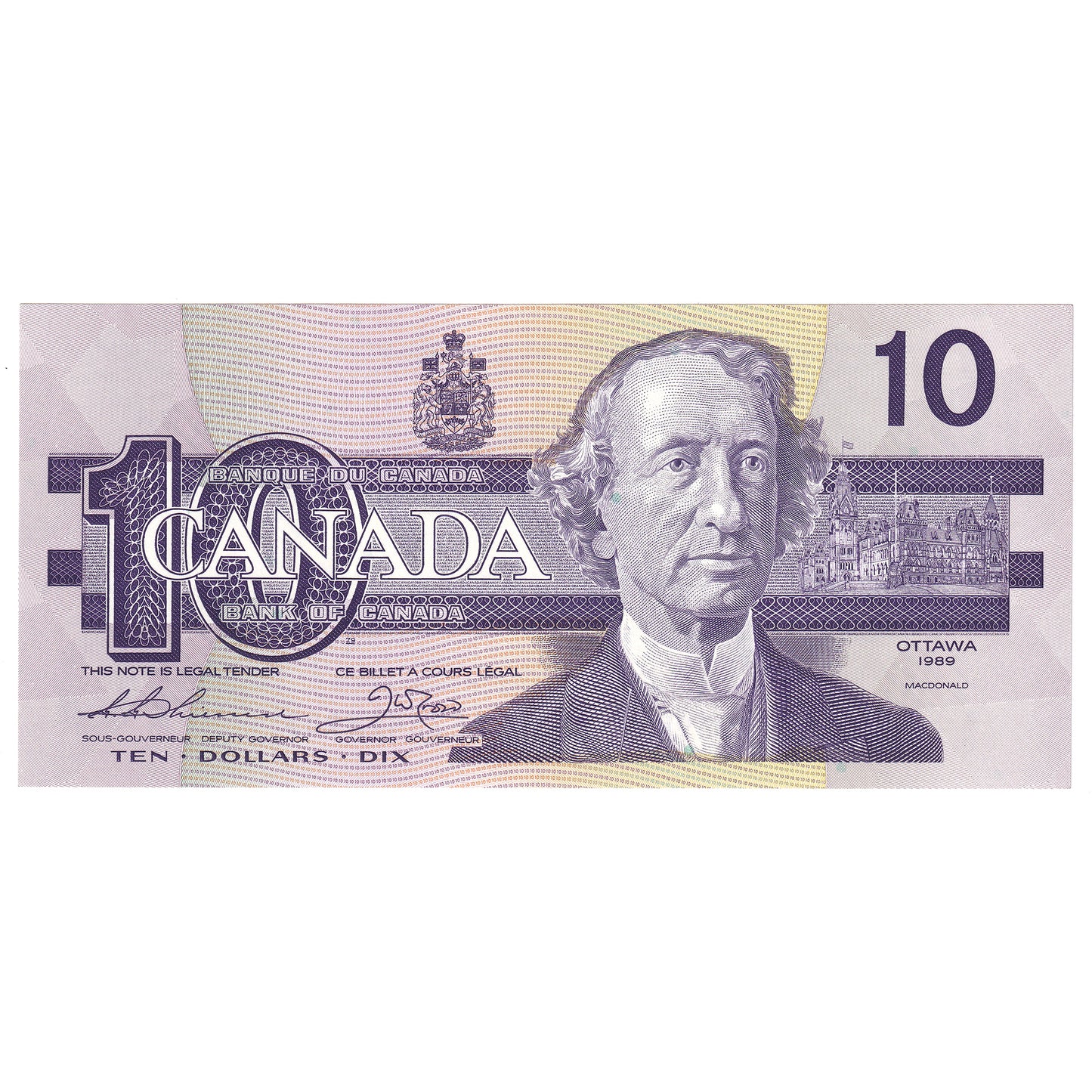 BC-57a-N1-iii 1989 Canada $10 Thiessen-Crow, 4 Digit RADAR AEZ5493945, Choice Uncirculated (CUNC63)