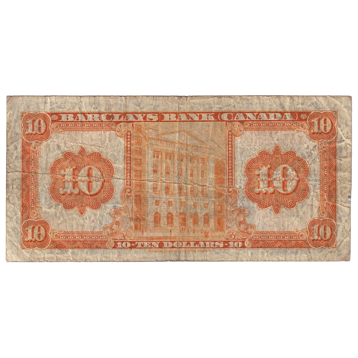 30-12-08 1935 Barclay's Bank Canada $10 Stevenson-Magee, F-VF
