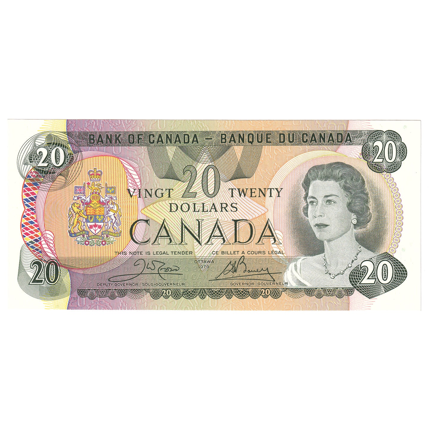 BC-54b 1979 Canada $20 Crow-Bouey, Lithographed, Choice Uncirculated (CUNC63)