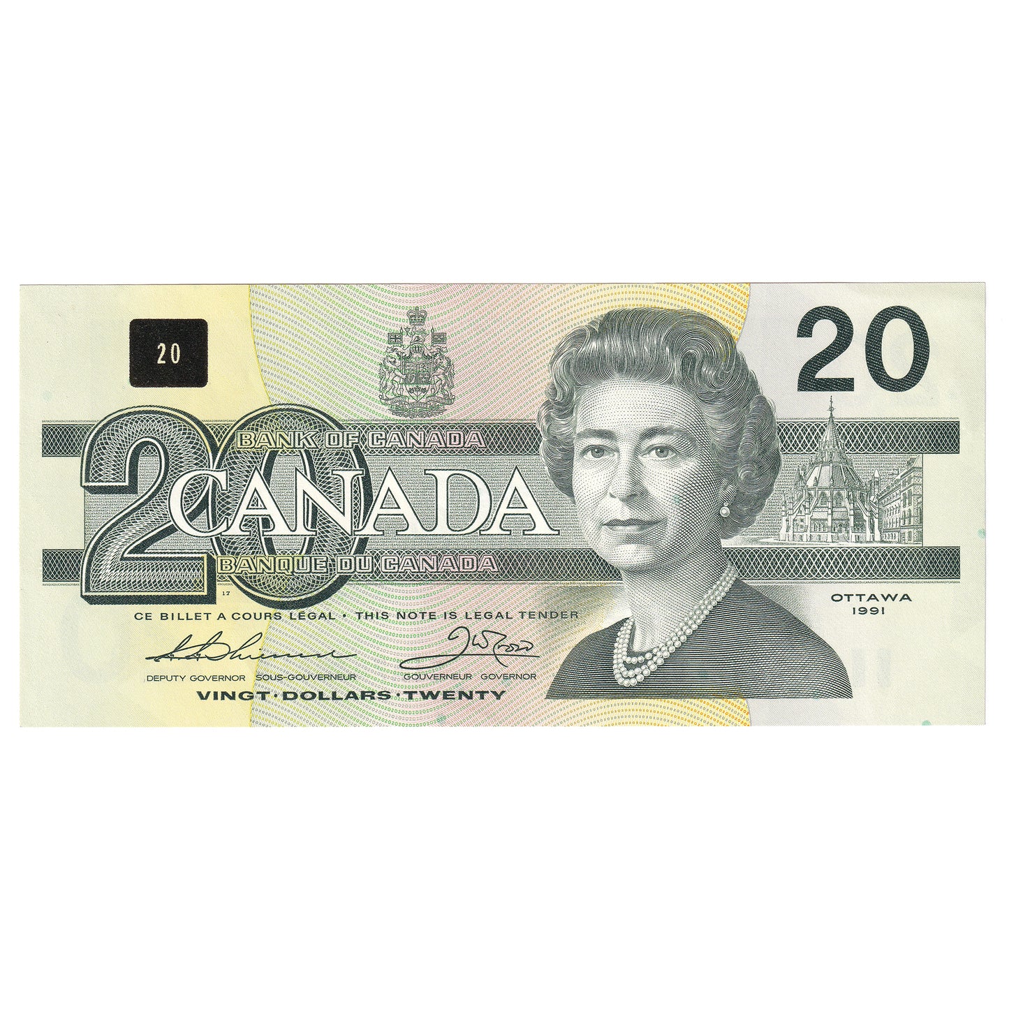 BC-58a 1991 Canada $20 Thiessen-Crow, EIA, Almost Uncirculated (AU50)