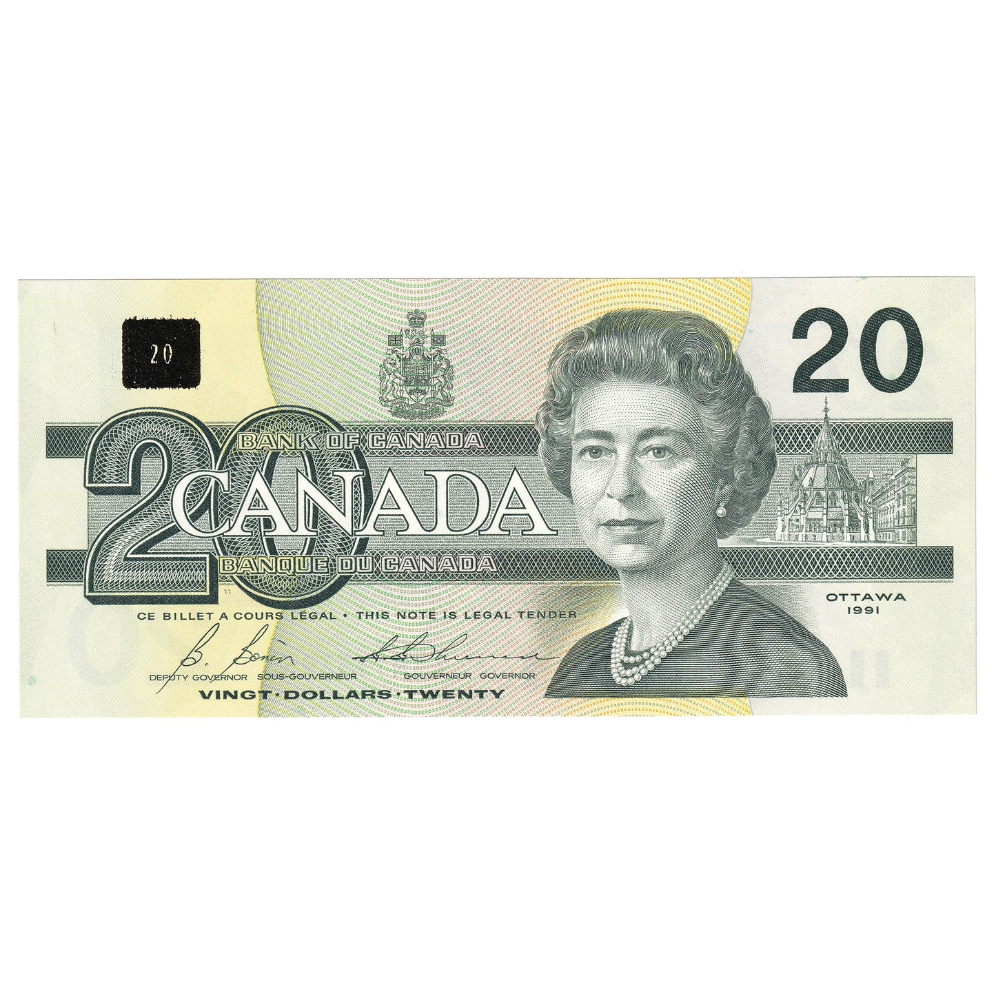BC-58b 1991 Canada $20 Bonin-Thiessen, ESM, Choice Uncirculated (CUNC63)