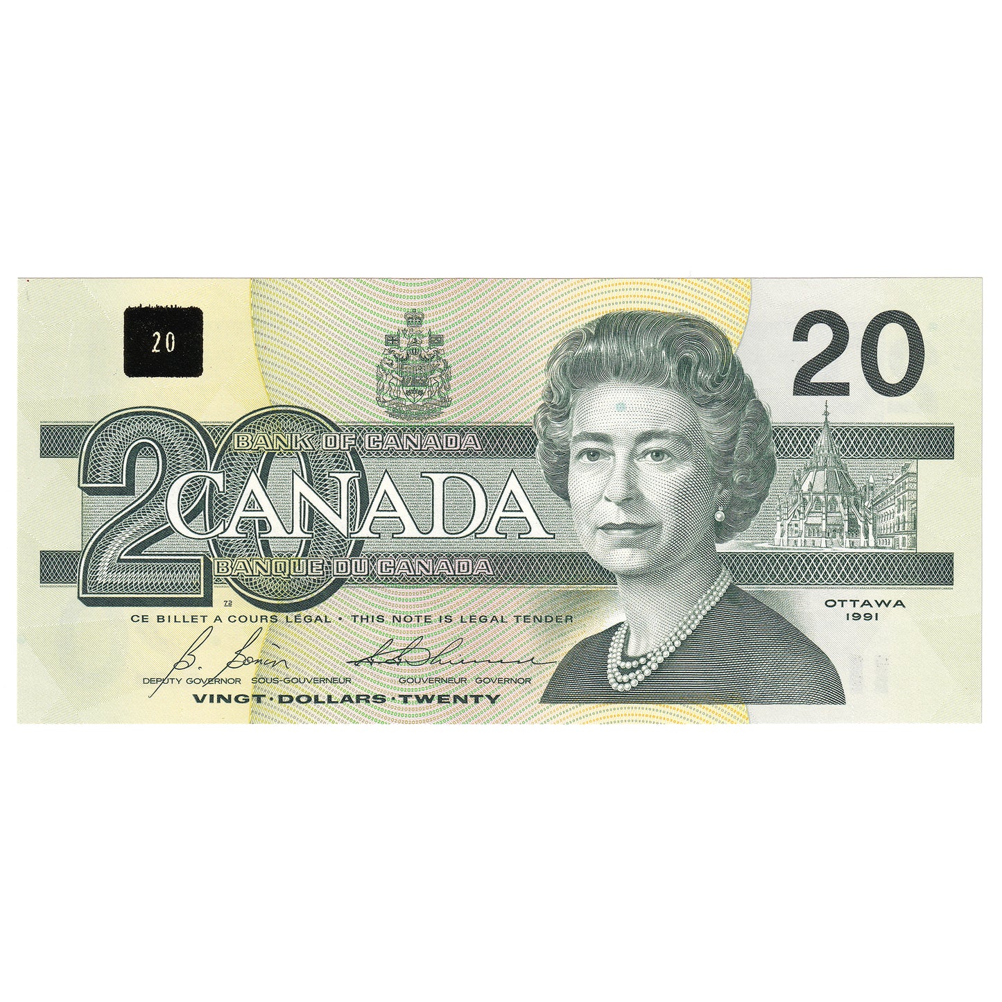 BC-58b-i 1991 Canada $20 Bonin-Thiessen, AIW, Choice Uncirculated (CUNC63)