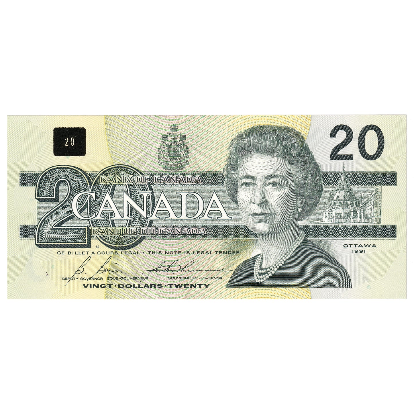 BC-58b-i 1991 Canada $20 Bonin-Thiessen, ASU, Choice Uncirculated (CUNC63)