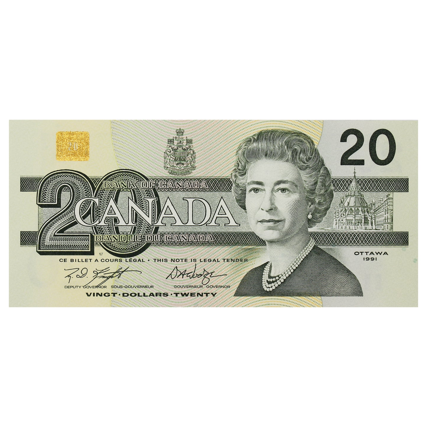 BC-58d-i 1991 Canada $20 Knight-Dodge, AWR, Choice Uncirculated (CUNC63)