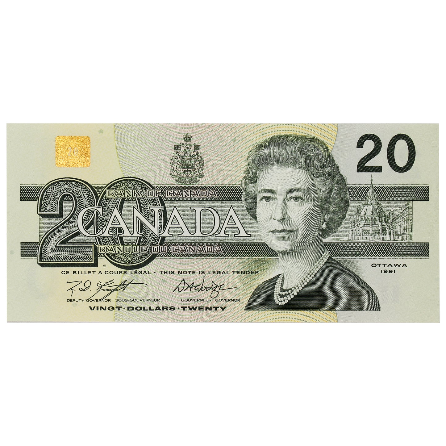 BC-58d-i 1991 Canada $20 Knight-Dodge, AWZ, AU-UNC (AU55)