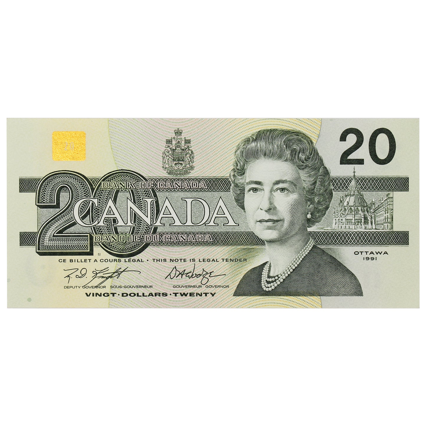 BC-58d-i 1991 Canada $20 Knight-Dodge, AYB, AU-UNC (AU55)