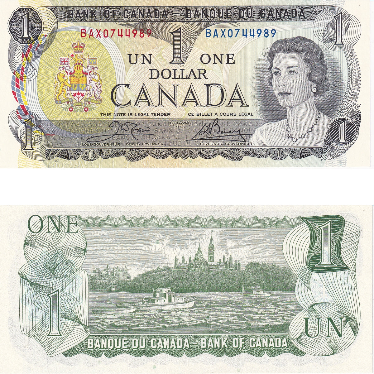 BC-46bA 1973 Canada $1 Crow-Bouey, BAX, Choice Uncirculated (CUNC63)