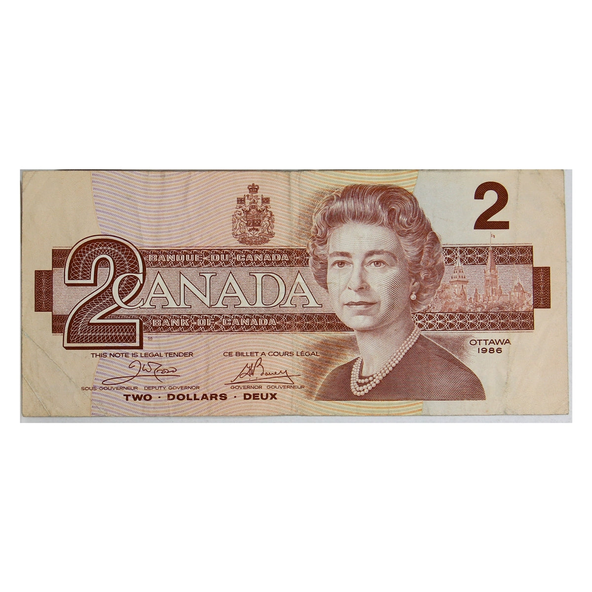BC-55a 1986 Canada $2 Crow-Bouey, AUG, Circ