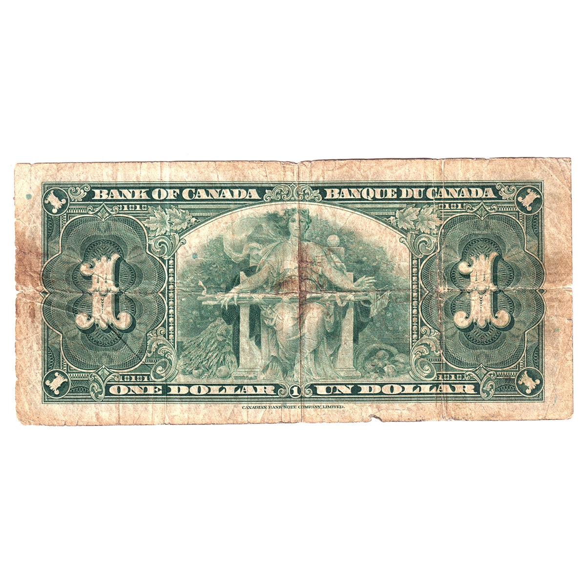 BC-21b 1937 Canada $1 Gordon-Towers, Narrow Panel, H/A, Circ