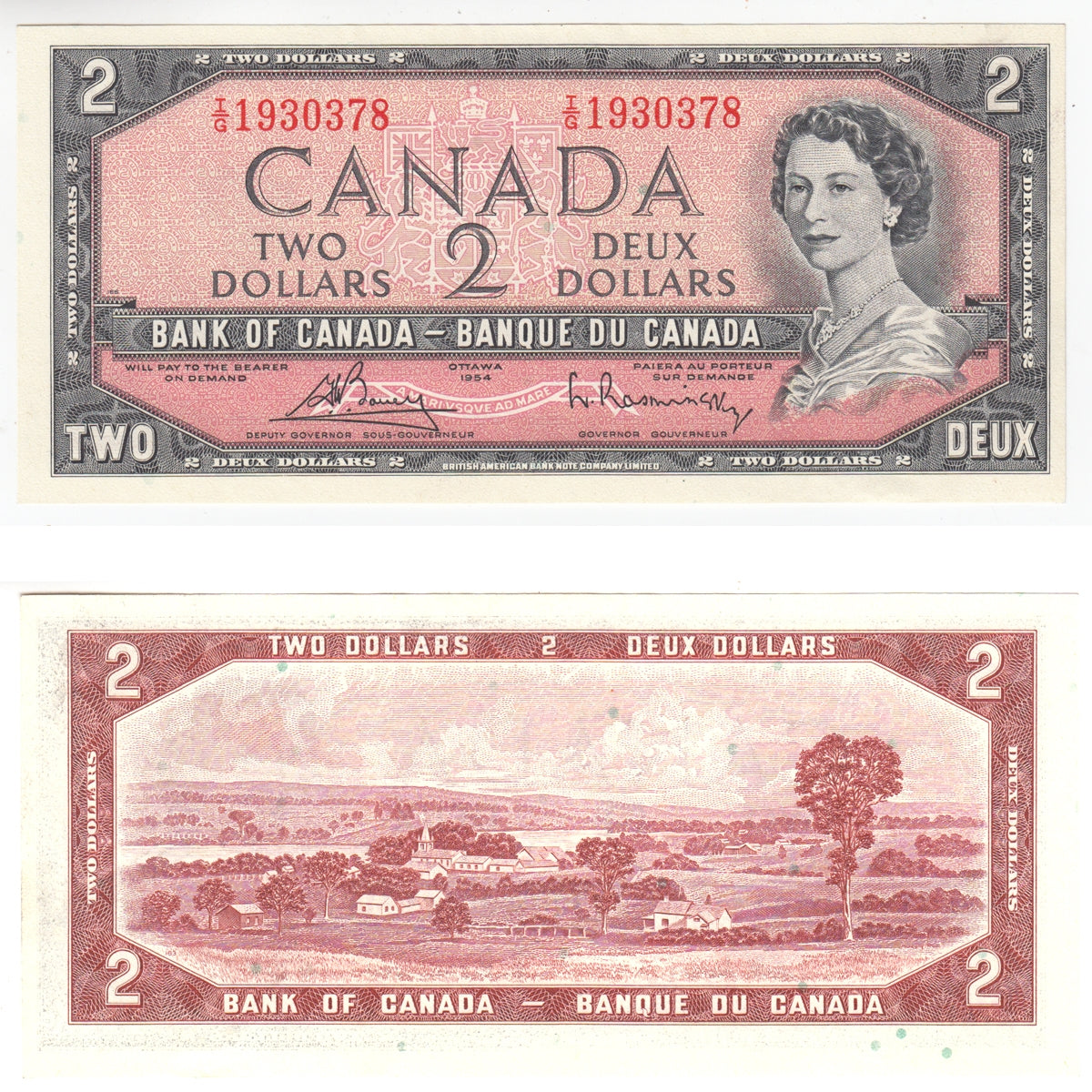 BC-38c 1954 Canada $2 Bouey-Rasminsky, I/G, Uncirculated (MS60)