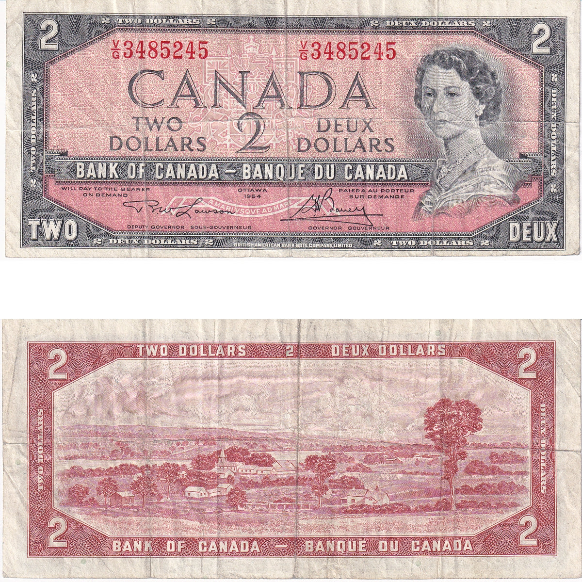 BC-38d 1954 Canada $2 Lawson-Bouey, V/G, F