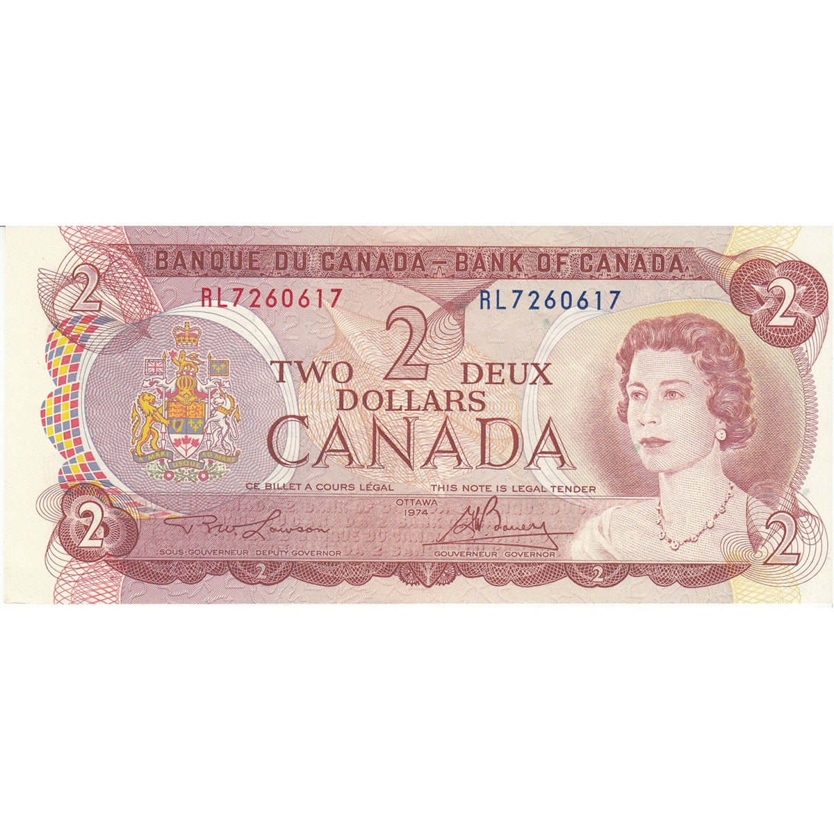 BC-47a 1974 Canada $2 Lawson-Bouey, RL, AU-UNC