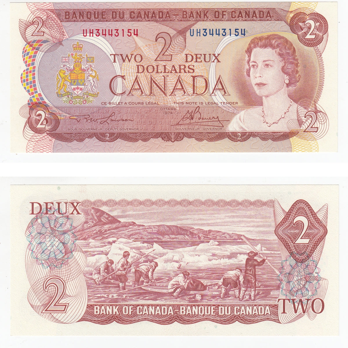 BC-47a 1974 Canada $2 Lawson-Bouey, UH, Choice Uncirculated (CUNC63)