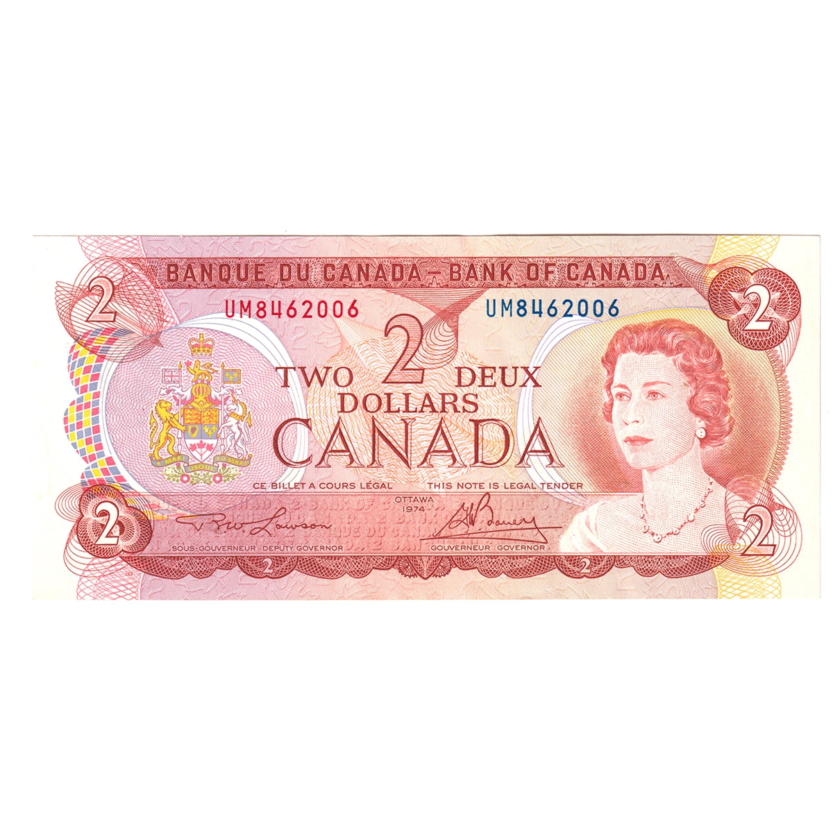 BC-47a 1974 Canada $2 Lawson-Bouey, UM, AU-UNC