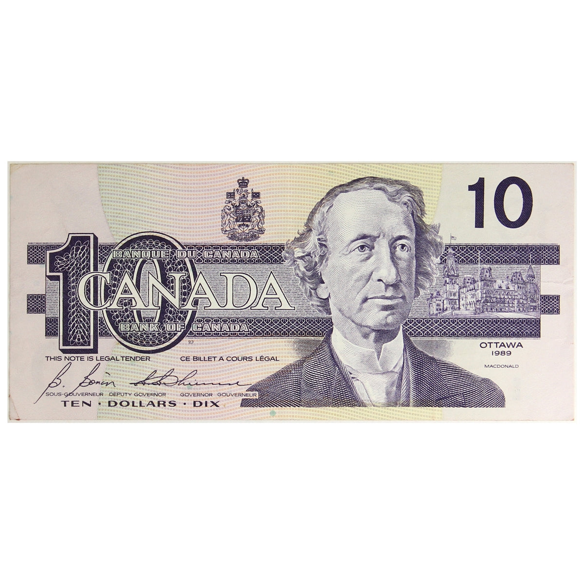 BC-57bA 1989 Canada $10 Bonin-Thiessen, ATX, VF-EF (VF30)
