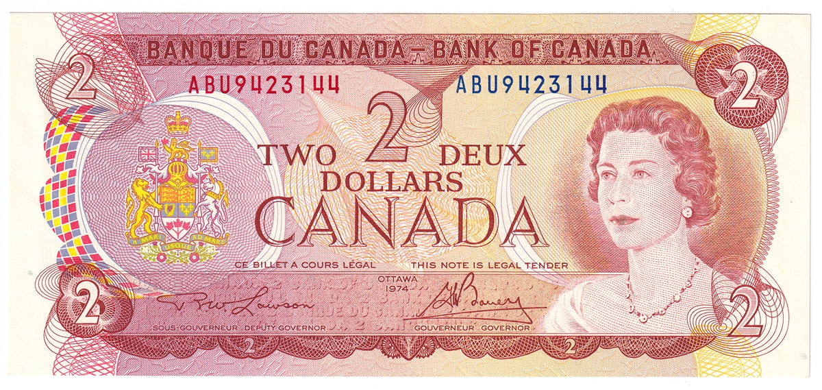 BC-47a-i 1974 Canada $2 Lawson-Bouey, ABU, AU-UNC