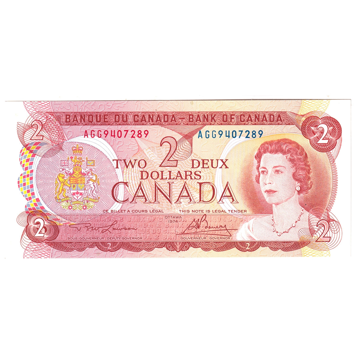BC-47a-i 1974 Canada $2 Lawson-Bouey, AGG, AU-UNC
