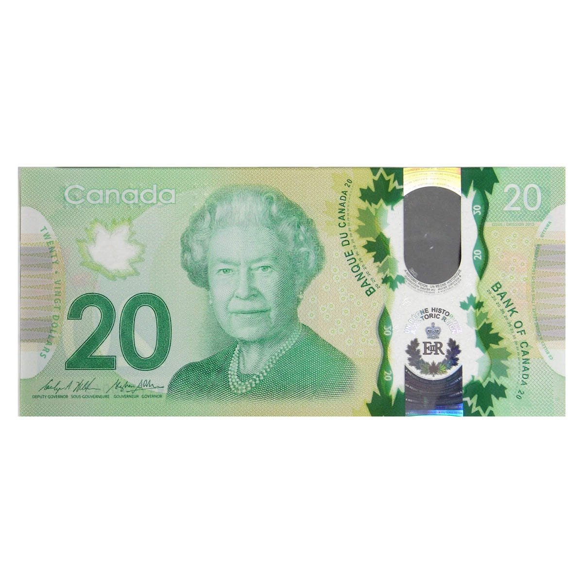 BC-74 2015 Canada $20 Wilkins-Poloz, FWT, Uncirculated (MS60)