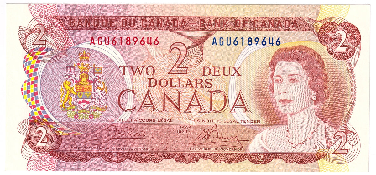 BC-47b 1974 Canada $2 Crow-Bouey, AGU, CUNC
