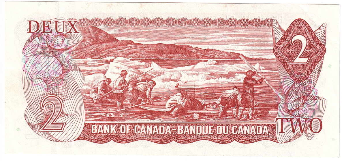 BC-47b 1974 Canada $2 Crow-Bouey, AGY, Almost Uncirculated (AU50)