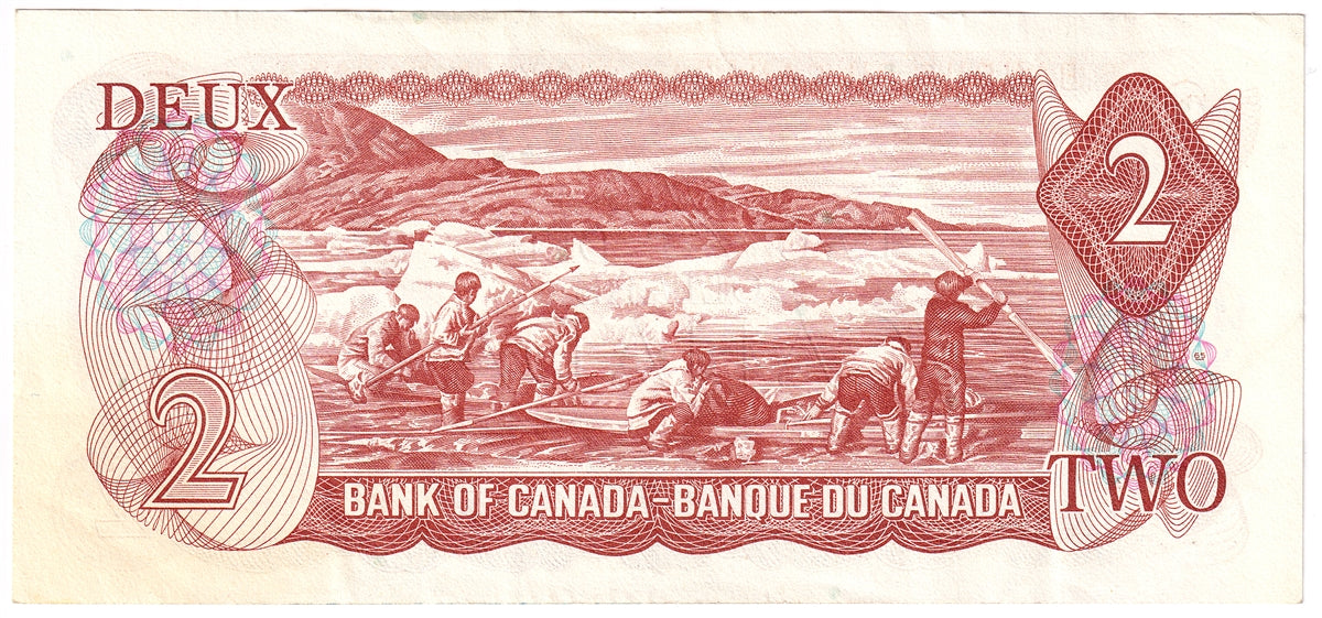 BC-47b 1974 Canada $2 Crow-Bouey, AGZ, Almost Uncirculated (AU50)