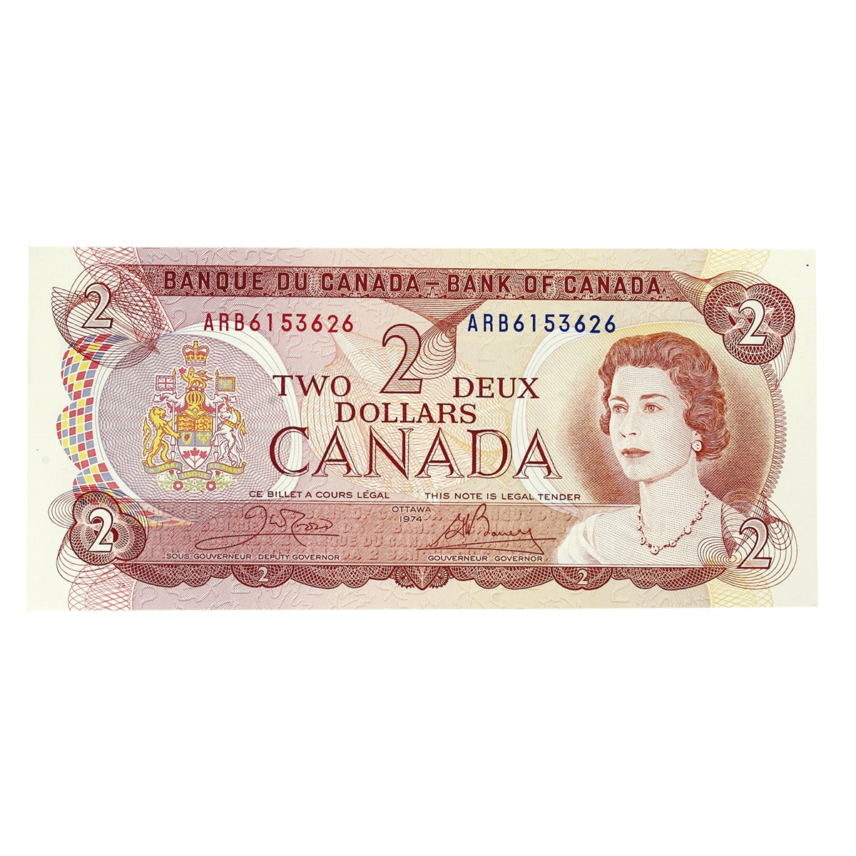 BC-47b 1974 Canada $2 Crow-Bouey, ARB, AU-UNC