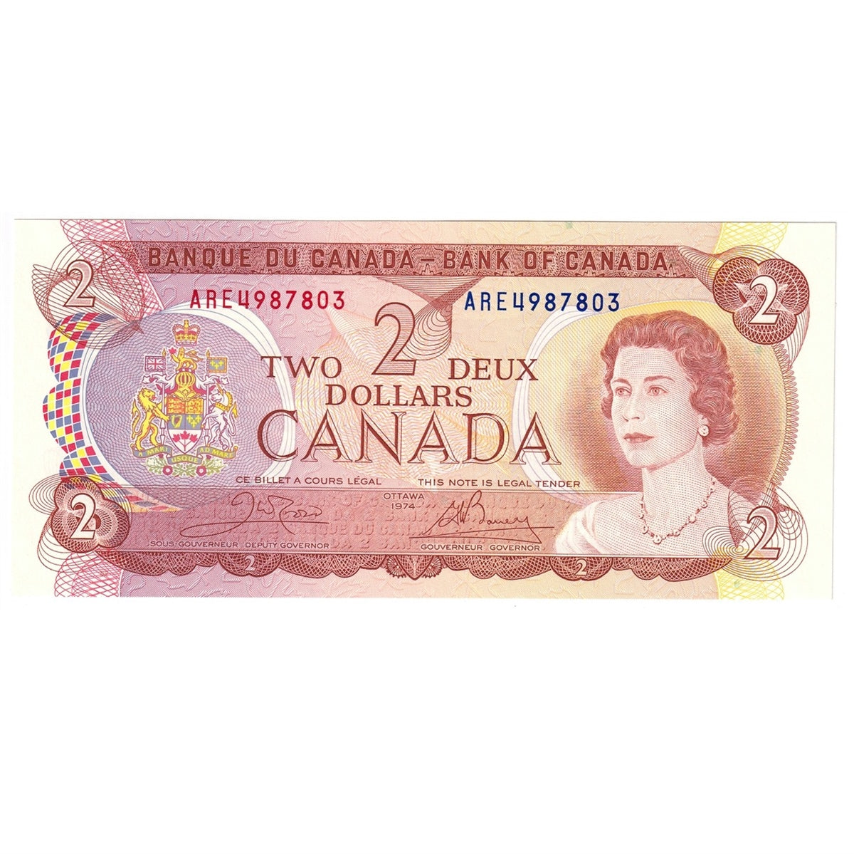 BC-47b 1974 Canada $2 Crow-Bouey, ARE, CUNC