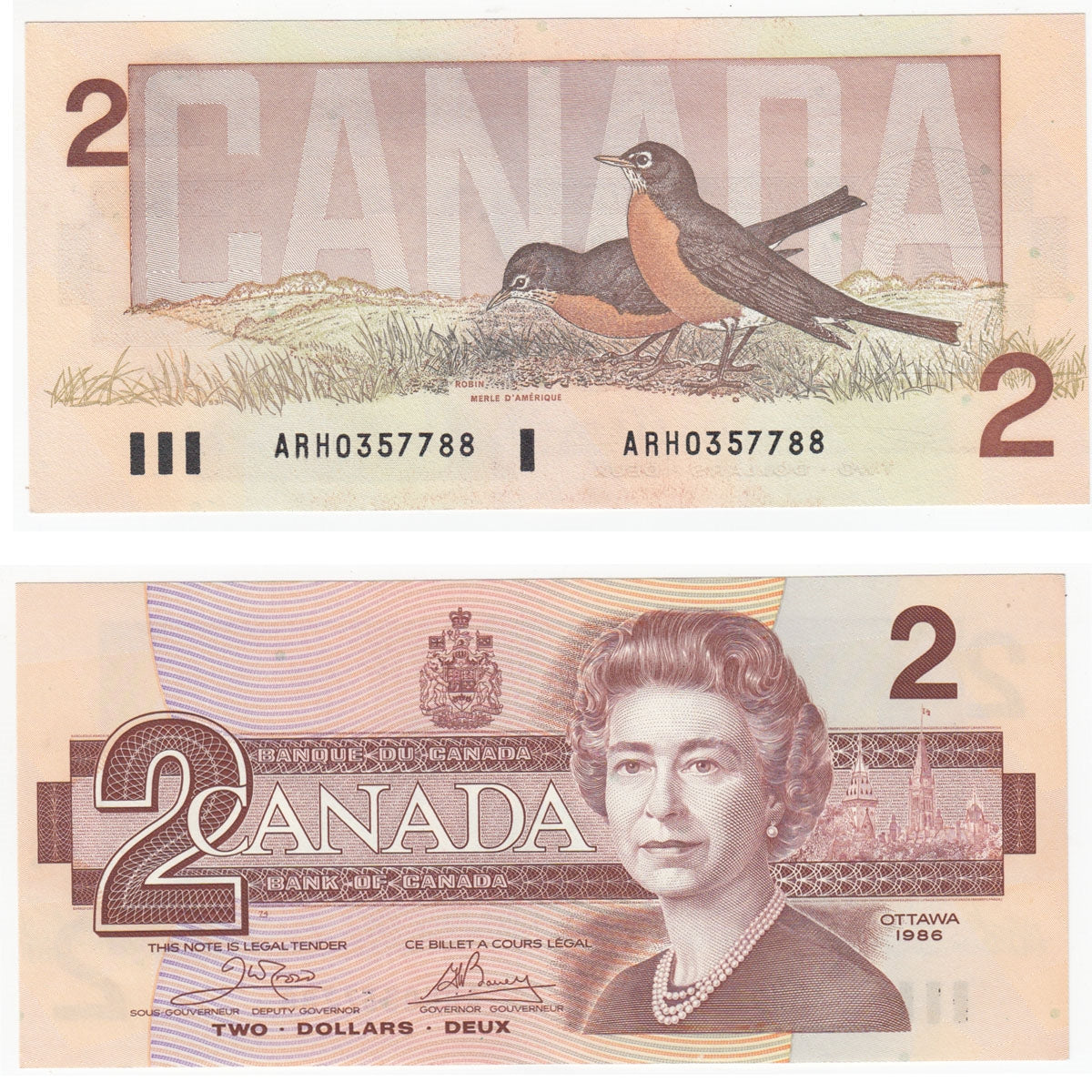 BC-55a 1986 Canada $2 Crow-Bouey, ARH, Uncirculated (MS60)