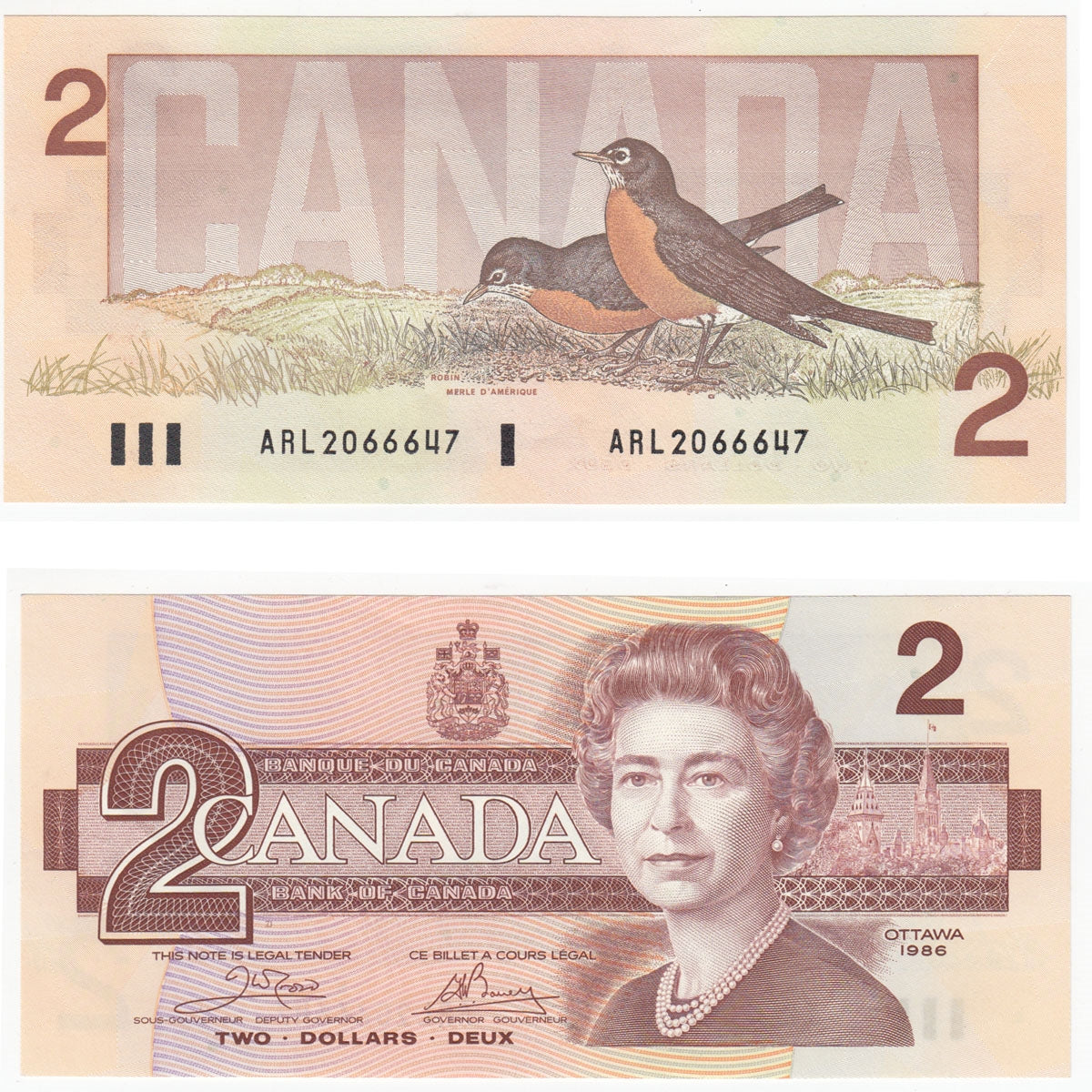 BC-55a 1986 Canada $2 Crow-Bouey, ARL, Uncirculated (MS60)