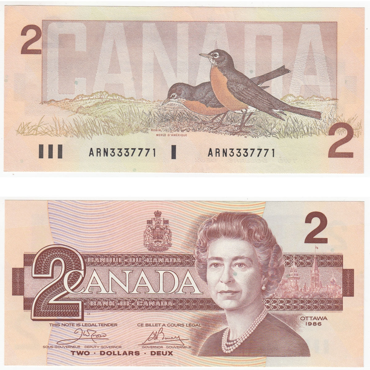 BC-55a 1986 Canada $2 Crow-Bouey, ARN, Uncirculated (MS60)