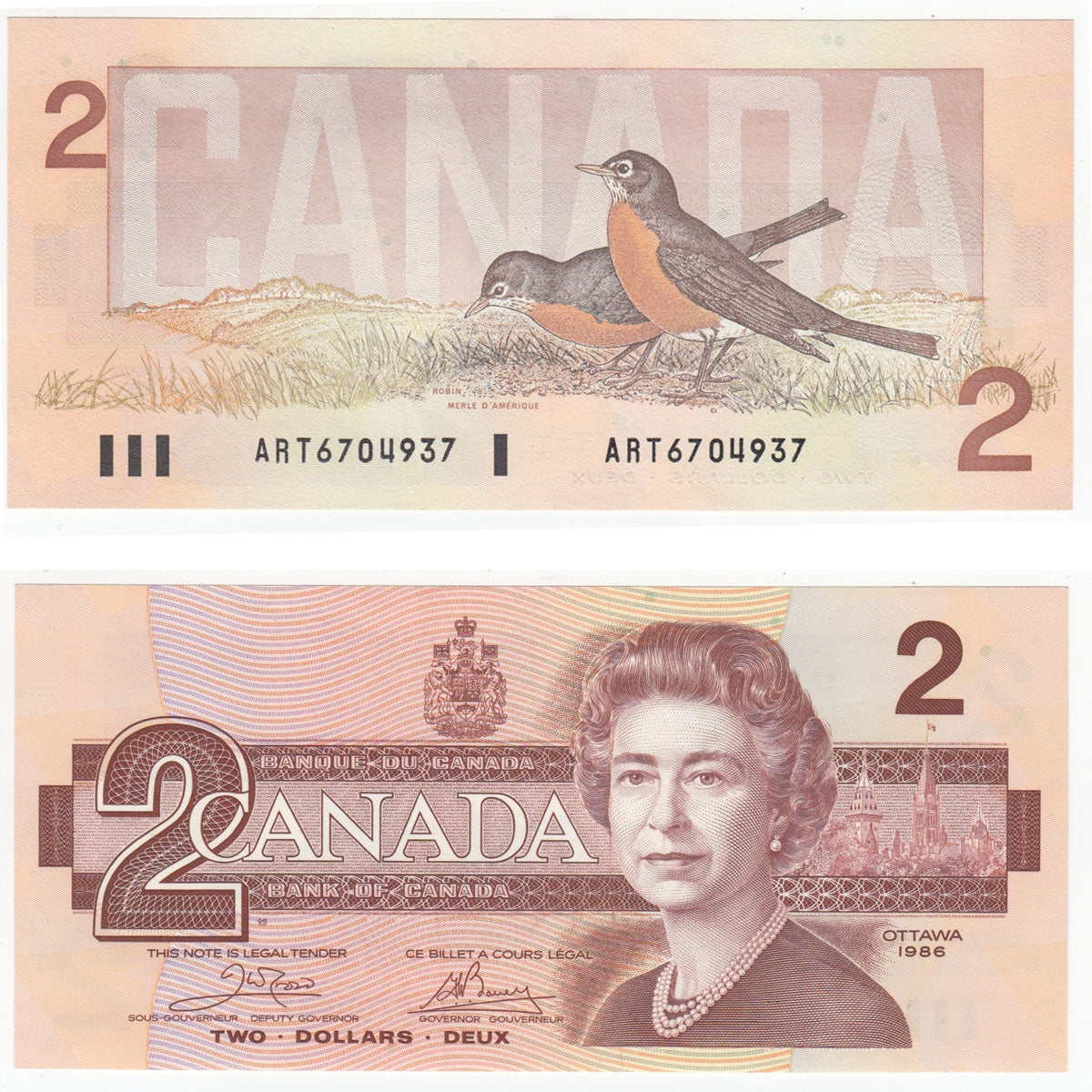 BC-55a 1986 Canada $2 Crow-Bouey, ART, Uncirculated (MS60)