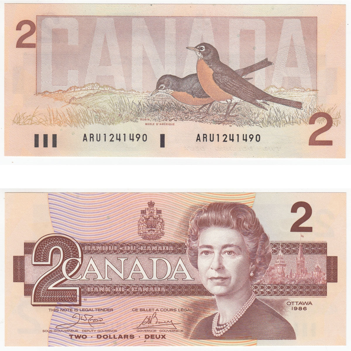 BC-55a 1986 Canada $2 Crow-Bouey, ARU, Uncirculated (MS60)