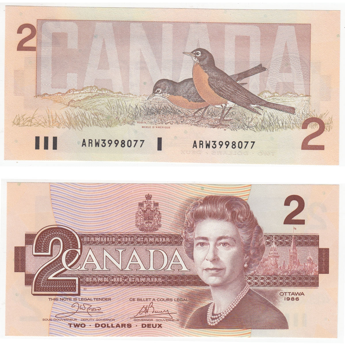 BC-55a 1986 Canada $2 Crow-Bouey, ARW, Choice Uncirculated (CUNC63)