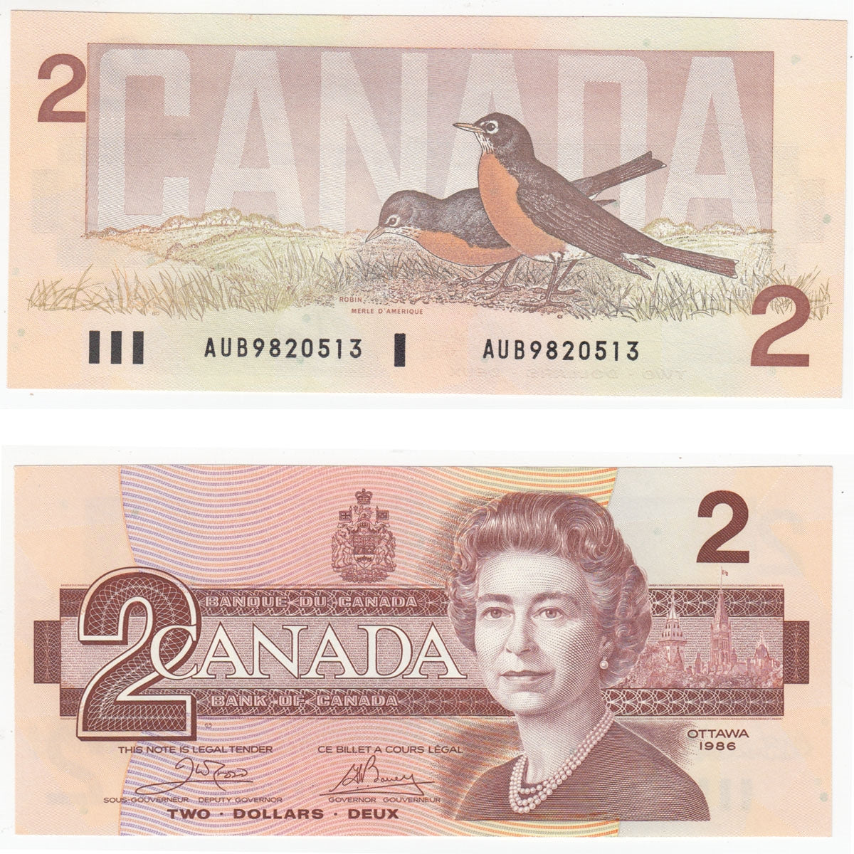 BC-55a 1986 Canada $2 Crow-Bouey, AUB, Uncirculated (MS60)