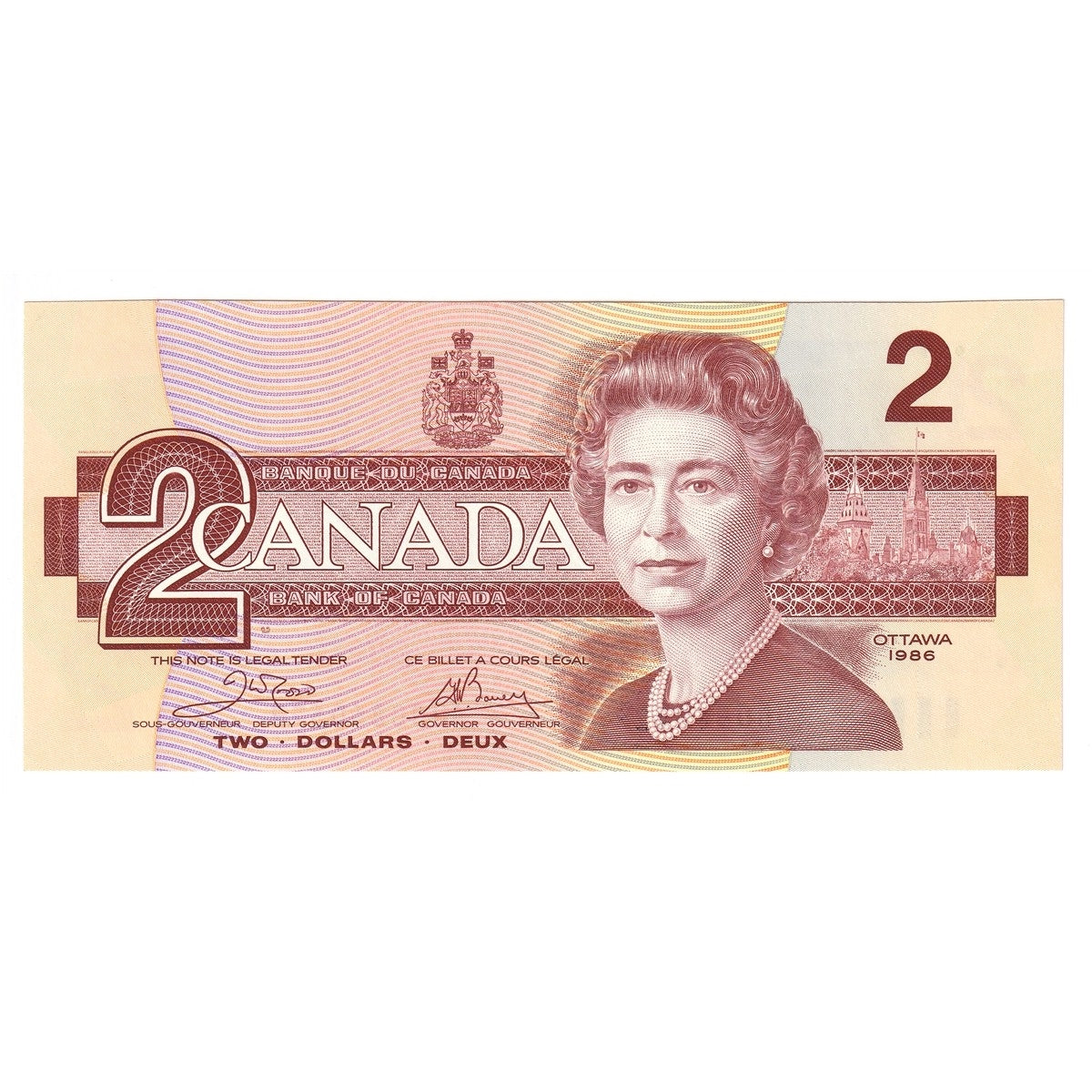 BC-55a 1986 Canada $2 Crow-Bouey, AUD, Choice Uncirculated (CUNC63)