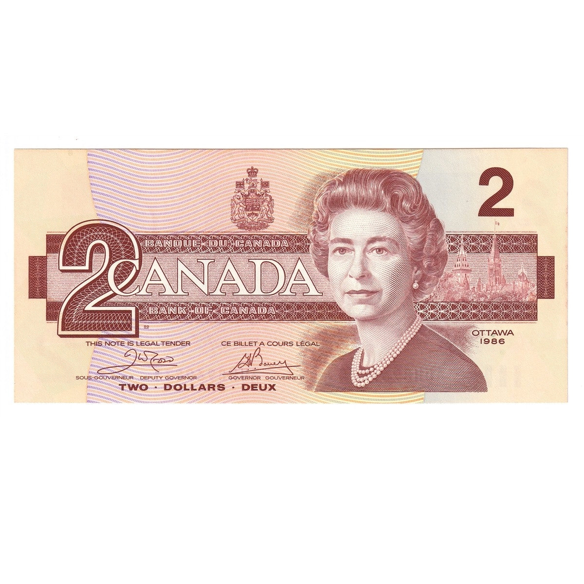 BC-55a 1986 Canada $2 Crow-Bouey, AUH, UNC