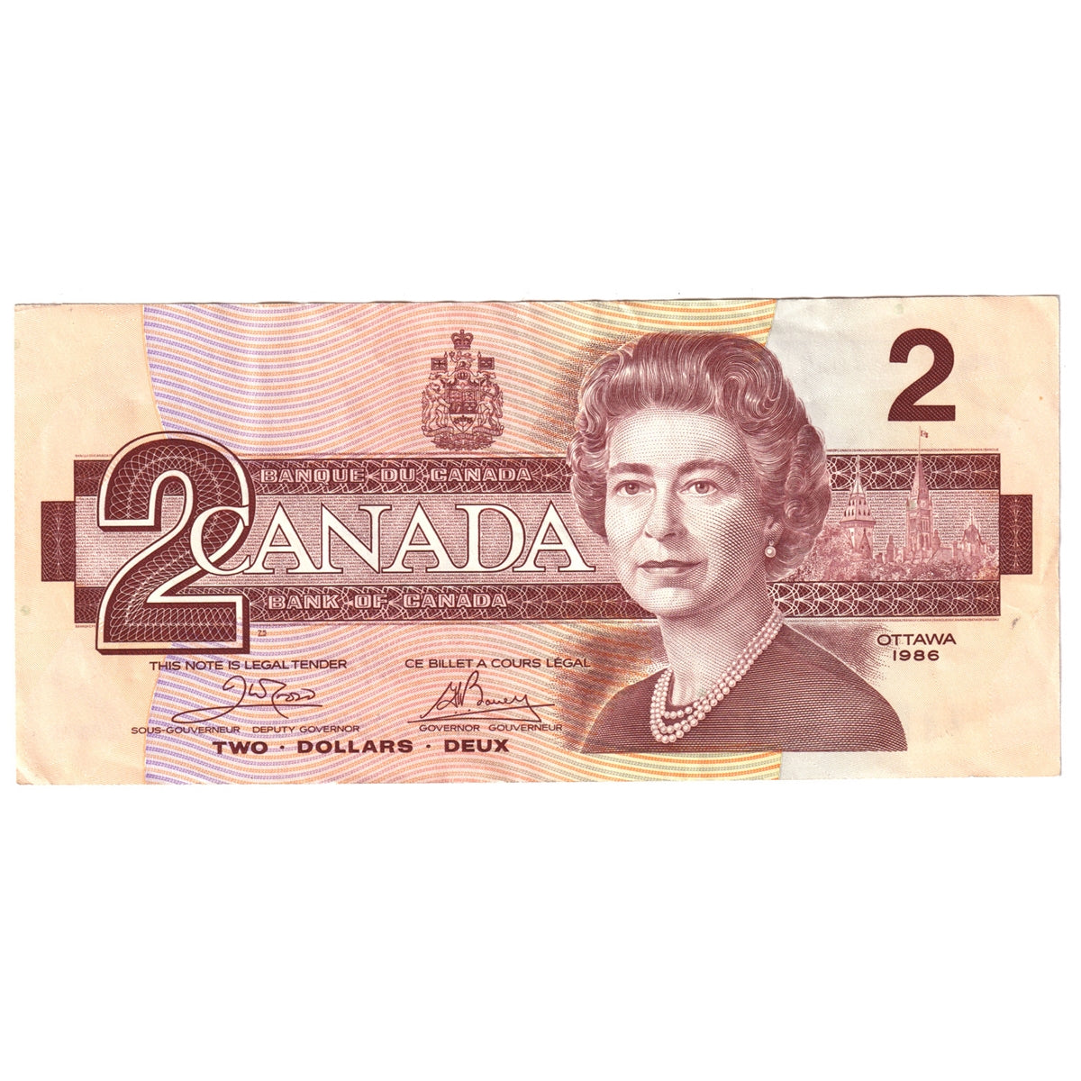 BC-55a 1986 Canada $2 Crow-Bouey, AUK, Almost Uncirculated (AU50)