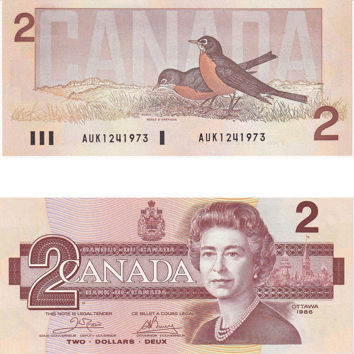 BC-55a 1986 Canada $2 Crow-Bouey, AUK, Choice Uncirculated (CUNC63)