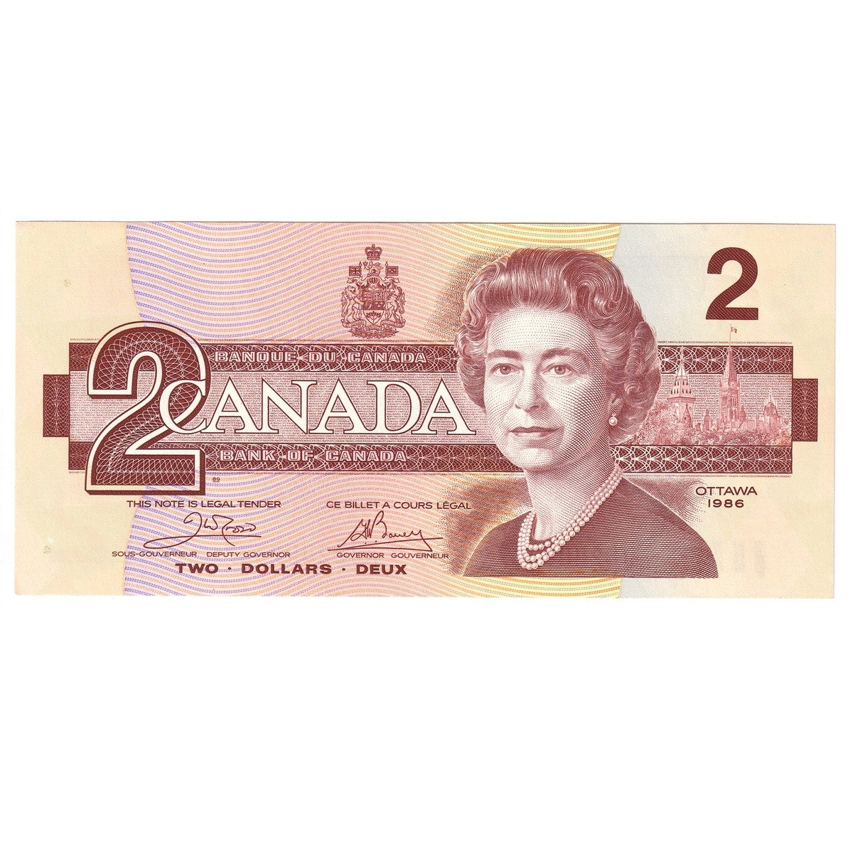 BC-55a 1986 Canada $2 Crow-Bouey, AUL, AU-UNC