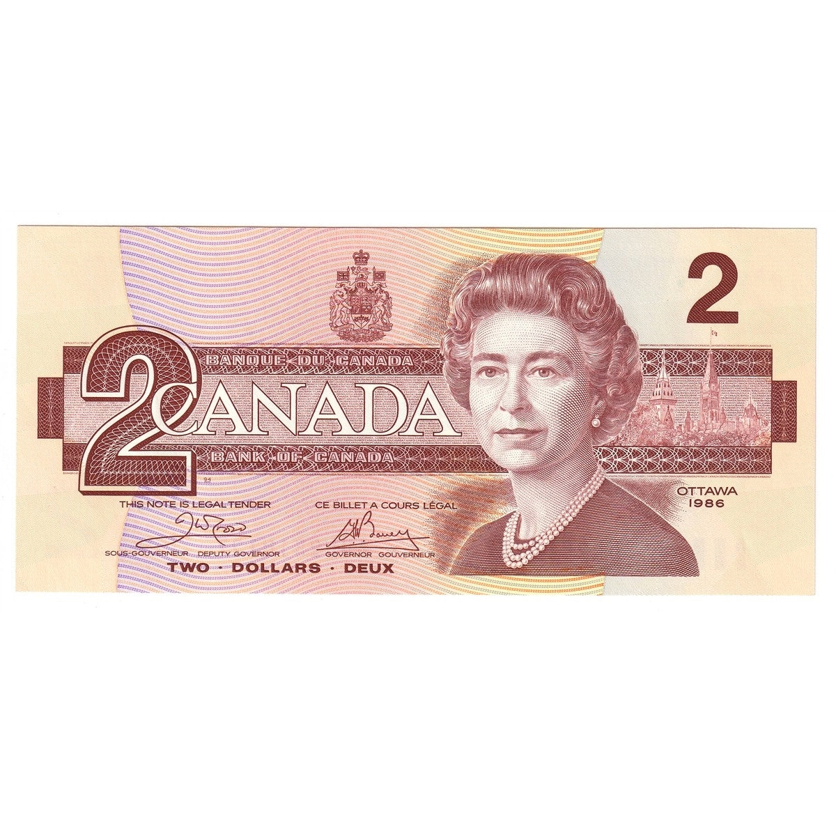 BC-55a 1986 Canada $2 Crow-Bouey, AUL, Uncirculated (MS60)