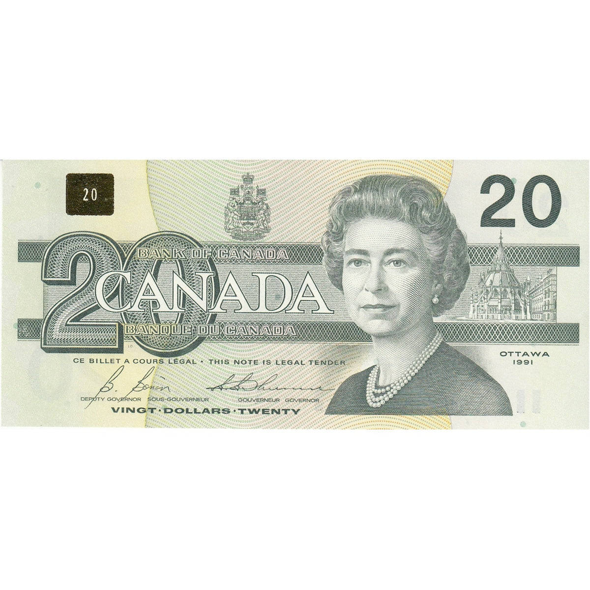 BC-58b 1991 Canada $20 Bonin-Thiessen, EVD, CUNC