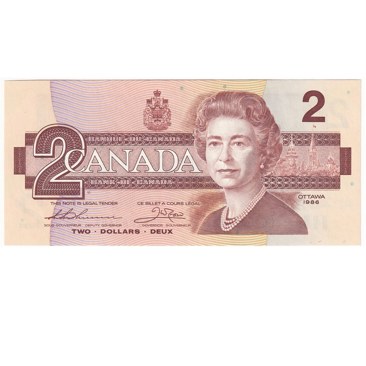 BC-55b 1986 Canada $2 Thiessen-Crow, BUC, Choice Uncirculated (CUNC63)