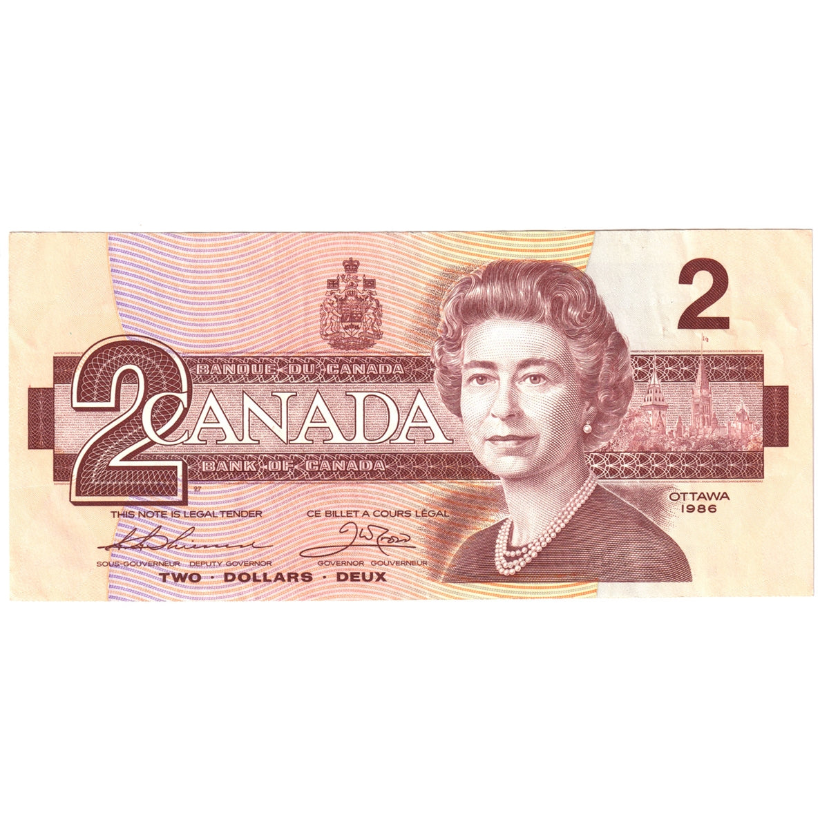 BC-55b 1986 Canada $2 Thiessen-Crow, AUK, Very Fine (VF20)