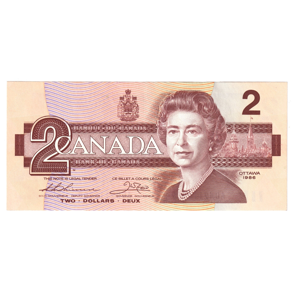 BC-55b 1986 Canada $2 Thiessen-Crow, AUN, Almost Uncirculated (AU50)