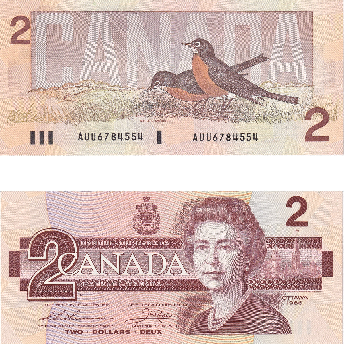 BC-55b 1986 Canada $2 Thiessen-Crow, AUU, Choice Uncirculated (CUNC63)