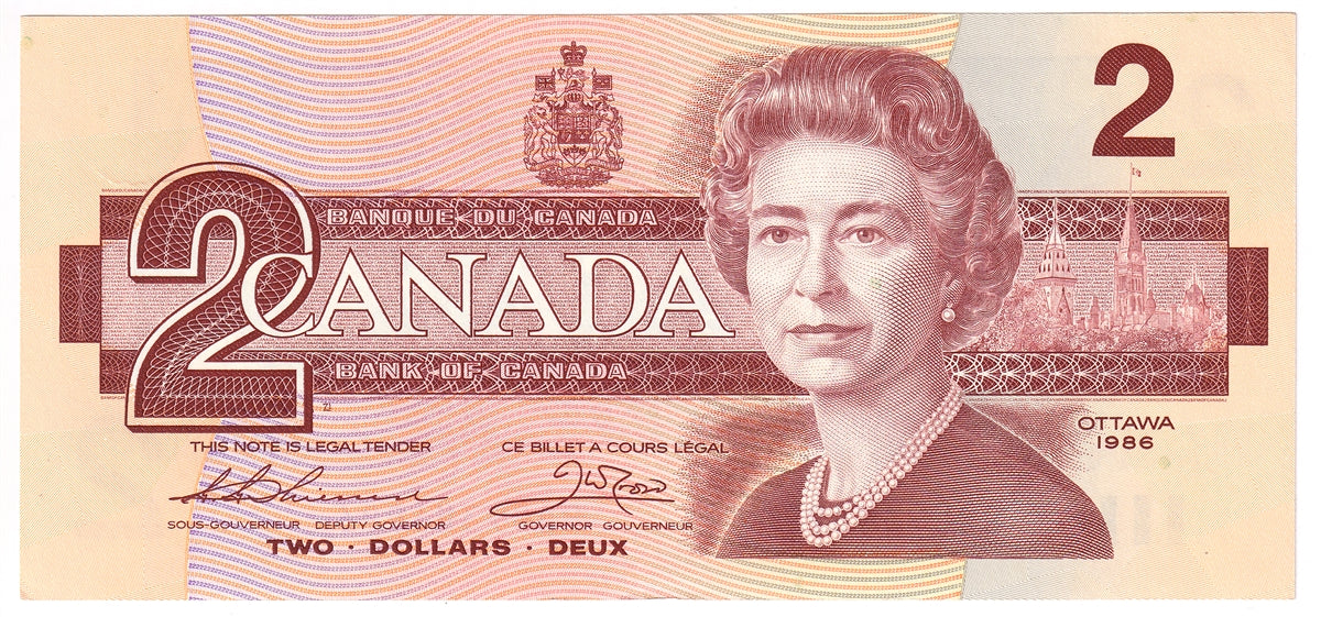 BC-55b 1986 Canada $2 Thiessen-Crow, BBB, Uncirculated (MS60)