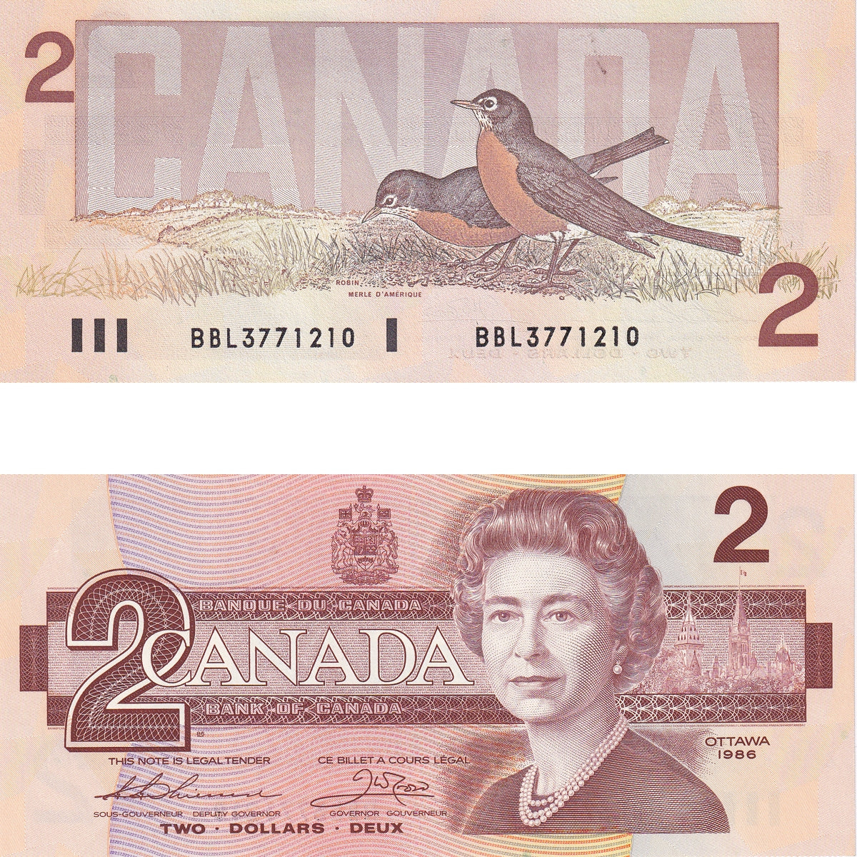 BC-55b 1986 Canada $2 Thiessen-Crow, BBL, Choice Uncirculated (CUNC63)