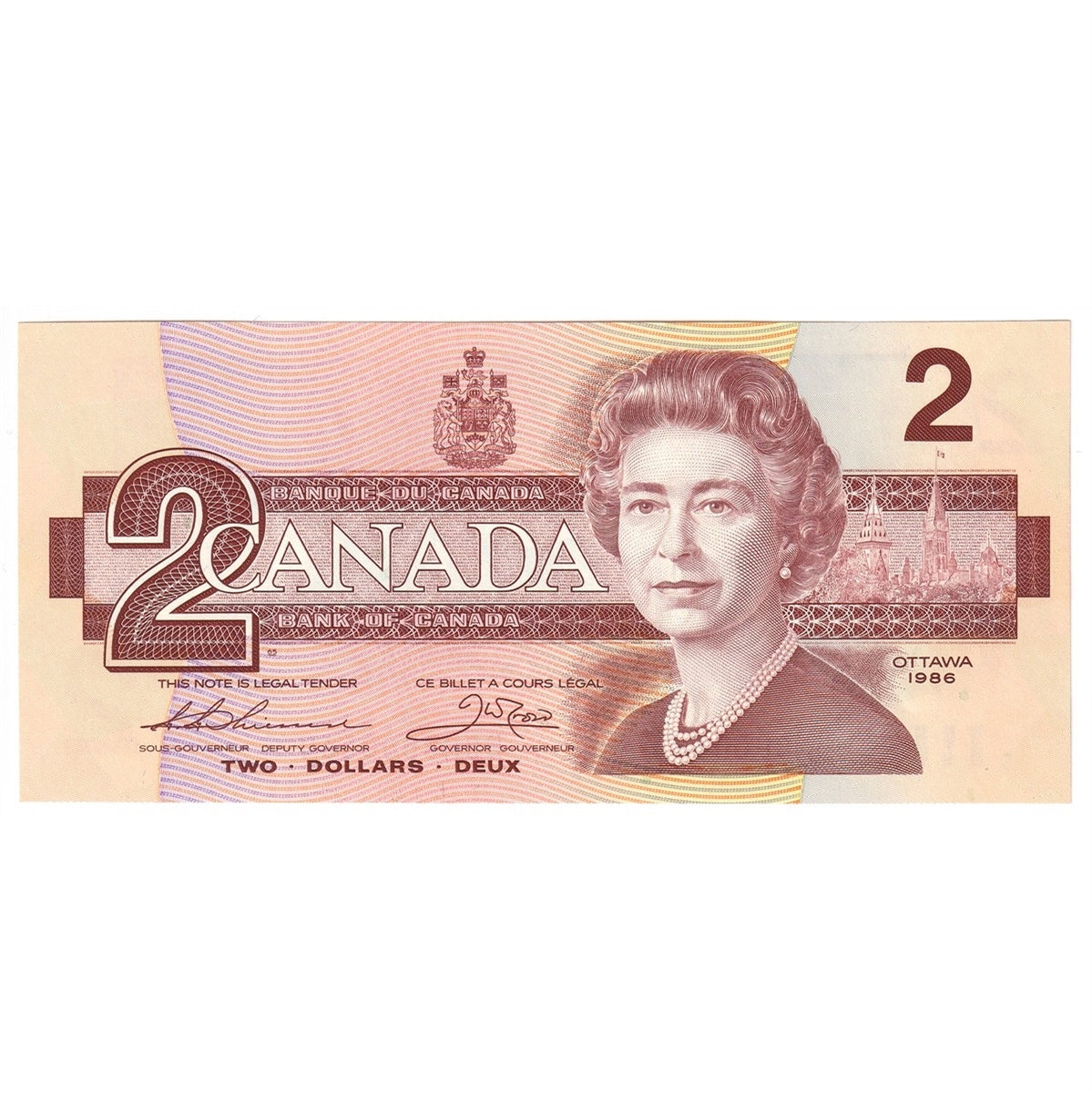 BC-55b 1986 Canada $2 Thiessen-Crow, BBM, AU-UNC (AU55)