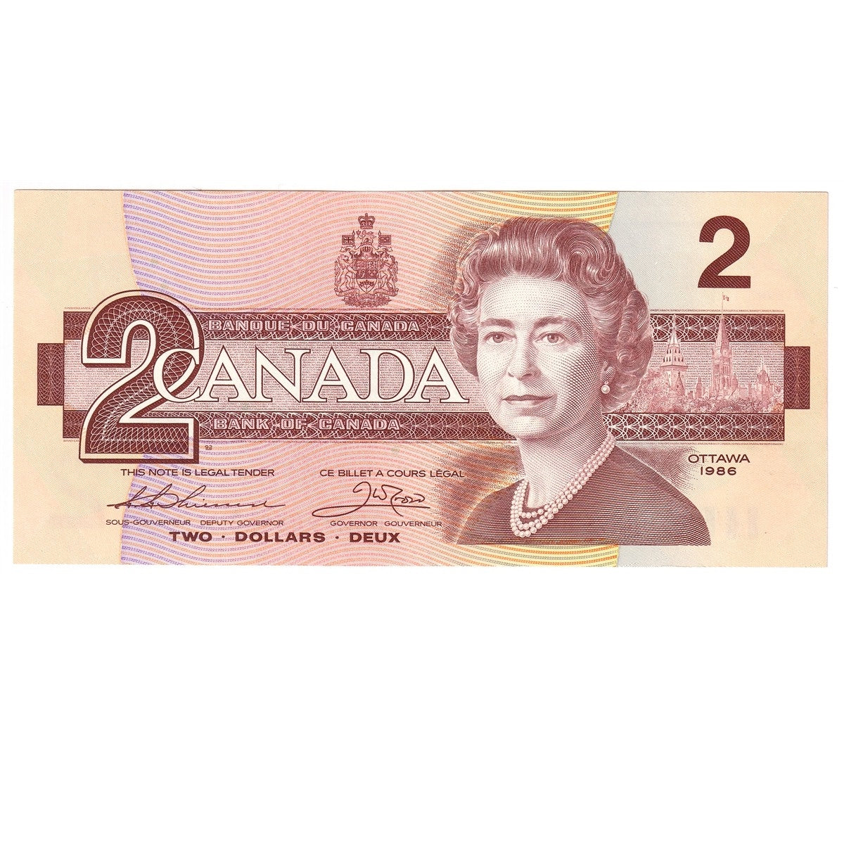 BC-55b 1986 Canada $2 Thiessen-Crow, BBM, Uncirculated (MS60)