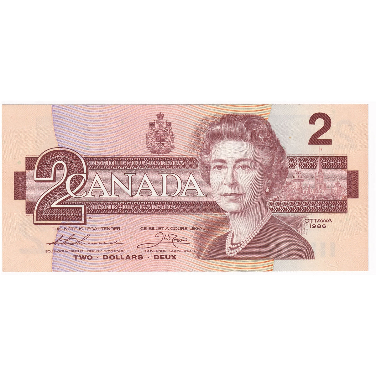 BC-55b 1986 Canada $2 Thiessen-Crow, BBN, AU-UNC (AU55)